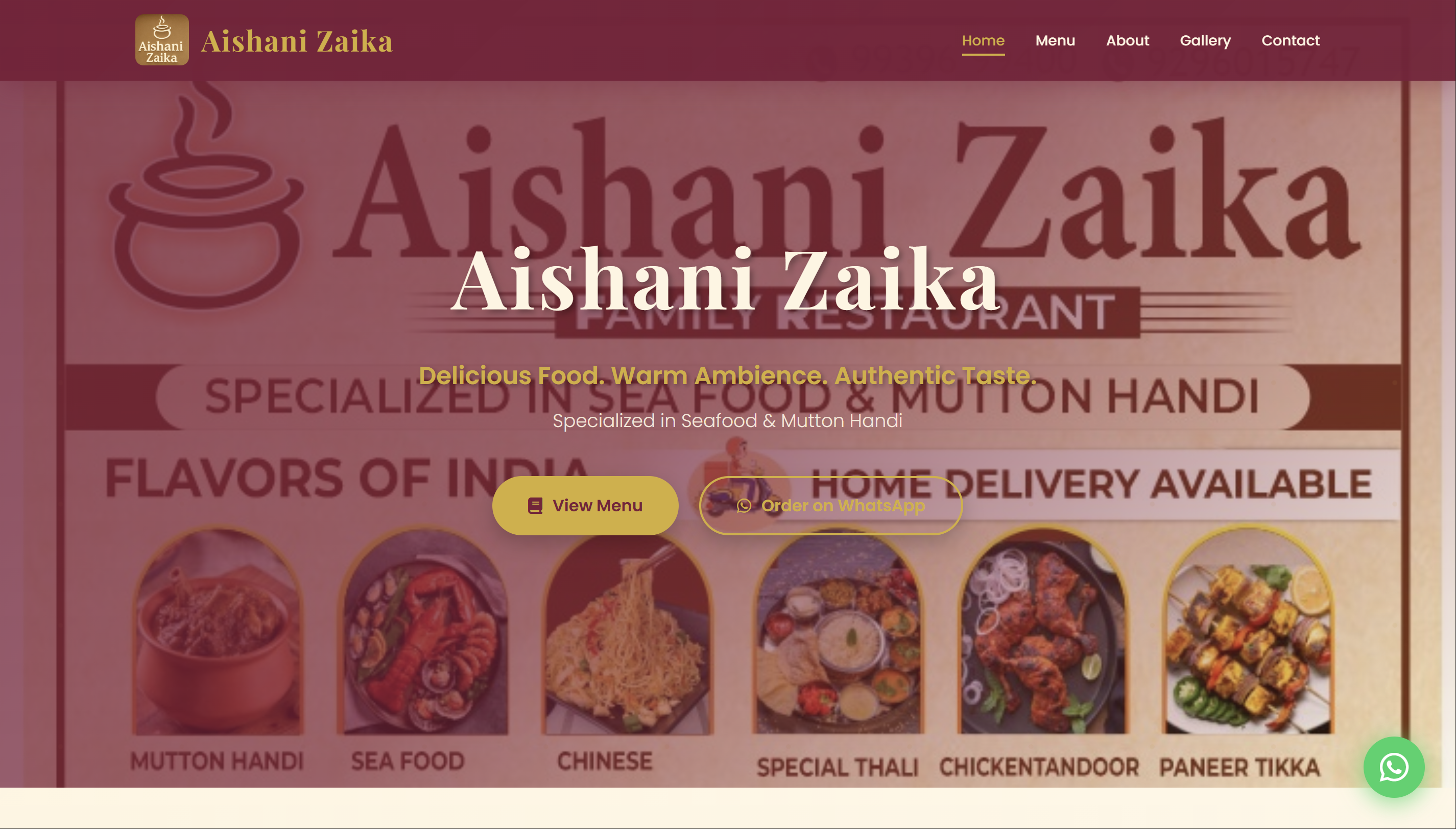 Aishani Zaika - Homepage Experience
